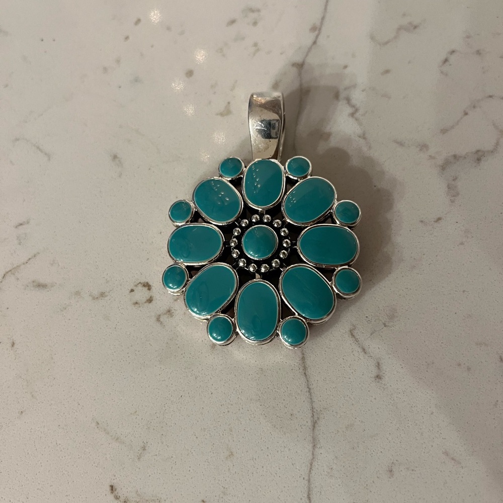 SOLD Carolyn Pollack reversible turquoise and red chalcedony Blossom Necklace